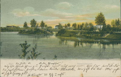 Historische Aufnahme: Blick über den Schreventeich zur Goethestraße, um 1900